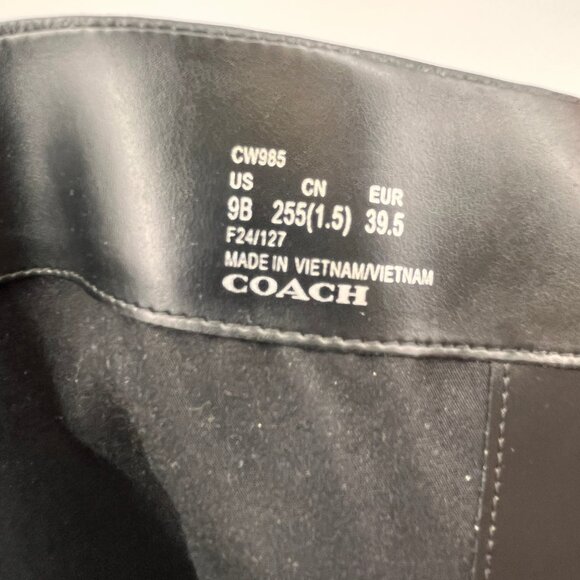 Coach Raquel Leather Tall Boots Size 9B Black Zip Closure Mid Heel CW985 - Picture 15 of 16